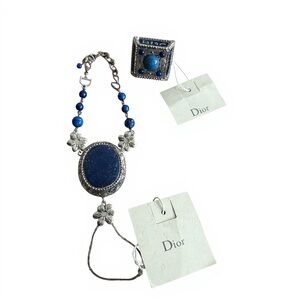 Christian Dior Lapis Lazuli Flower Ring Bracelet & Gemstone Ring Set